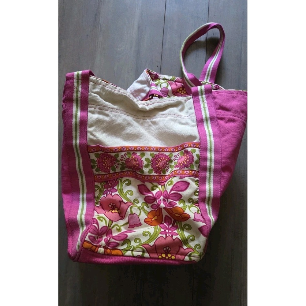 Vera Bradley Lilli Bell Pink, Cream & Floral Colorblock Tote Bag
